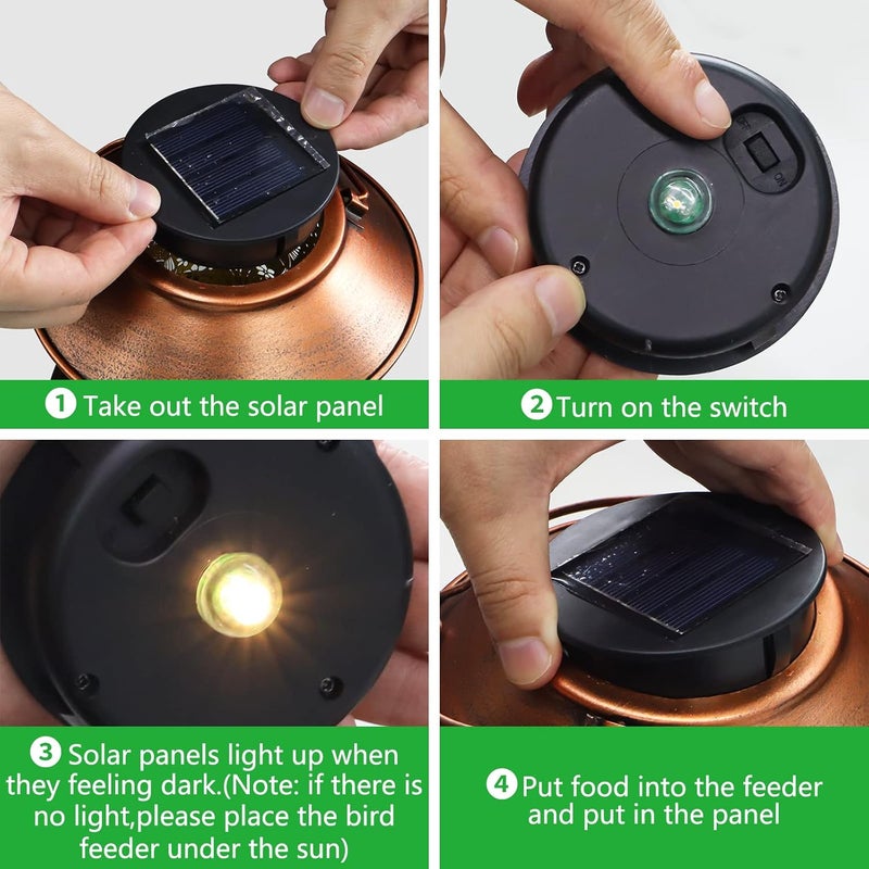 Tepaken Bird Feeders for Outdoors Hummingbird Solar Lanterns Outdoor Waterproof Garden Decor Gifts for Women Mom Grandma Metal Solar Decoration Outside LED Lanterns for Yard, Patio, Lawn, Pathway(2 Pack) - Image 4